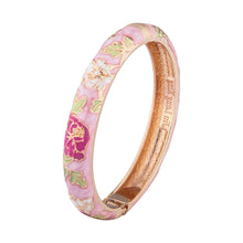 Load image into Gallery viewer, UJOY Cloisonne Bangle Colorful Painted Floral Rose Gold Bracelet Gifts for Women Girls 518105