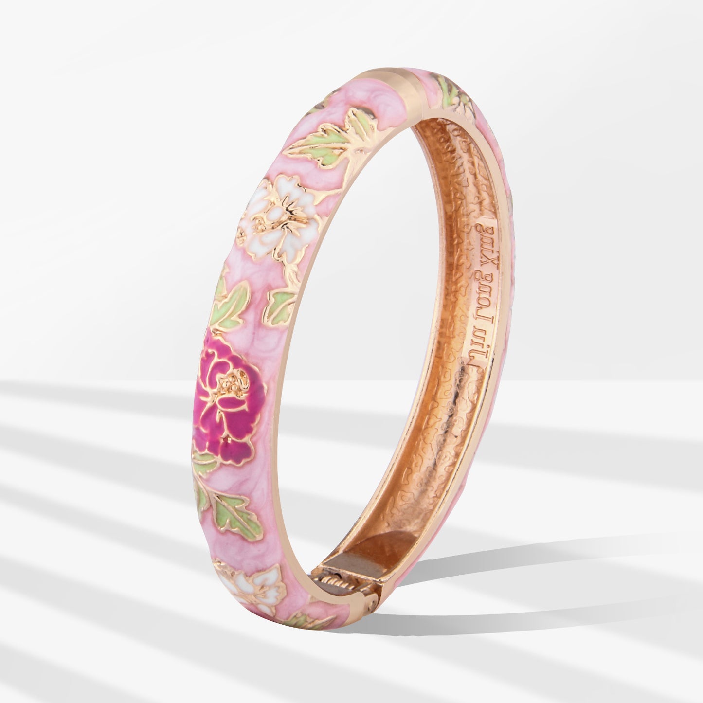 UJOY Cloisonne Bangle Colorful Painted Floral Rose Gold Bracelet Gifts for Women Girls 518105