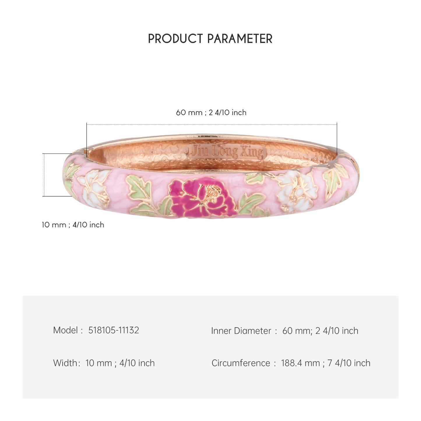 UJOY Cloisonne Bangle Colorful Painted Floral Rose Gold Bracelet Gifts for Women Girls 518105
