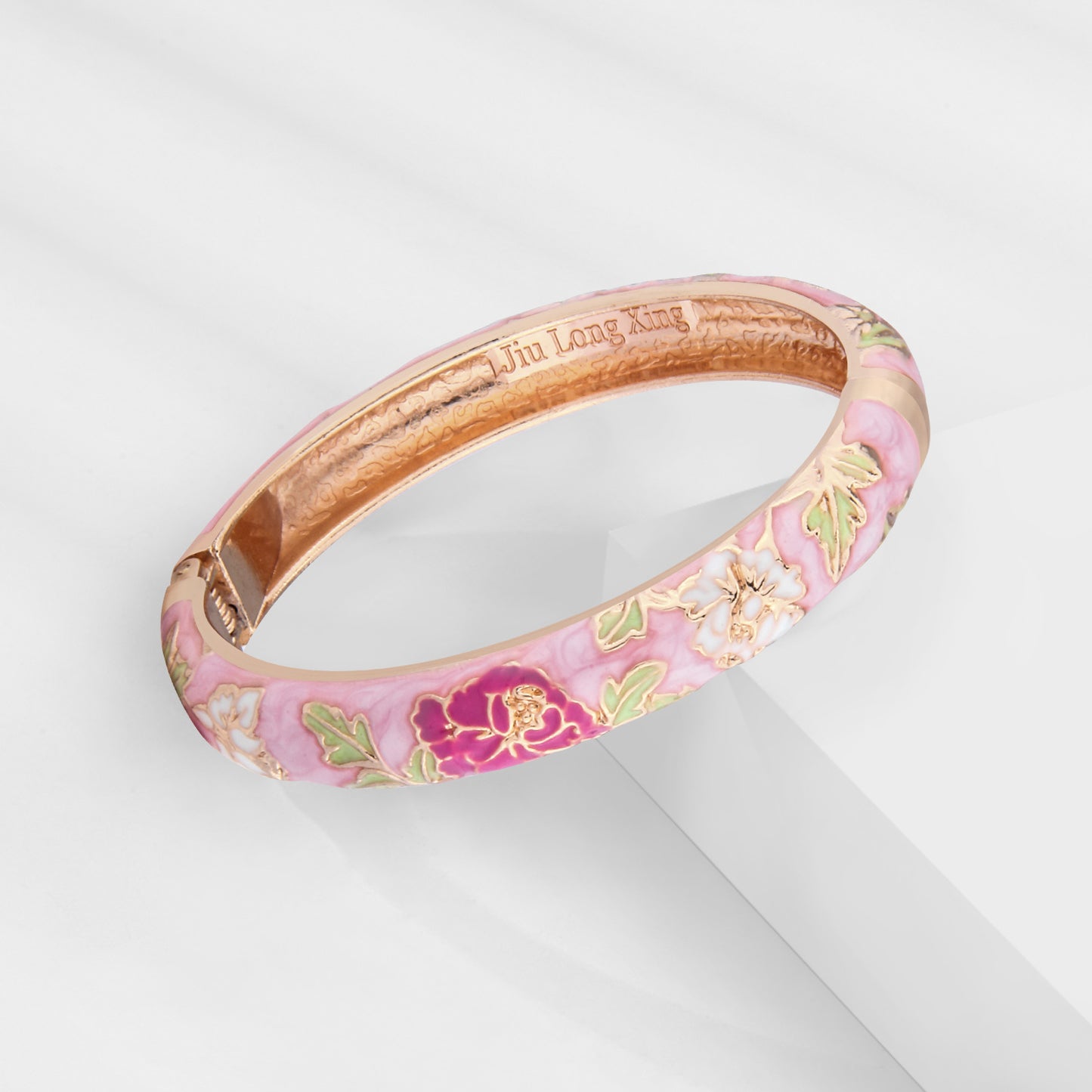 UJOY Cloisonne Bangle Colorful Painted Floral Rose Gold Bracelet Gifts for Women Girls 518105