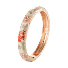 Load image into Gallery viewer, UJOY Vintage Cloisonne Bangle Bracelet for Women, Red &amp; Pink Floral Enamel Rose Gold Plated Bracelet, Retro Ethnic Style Jewelry Gift
