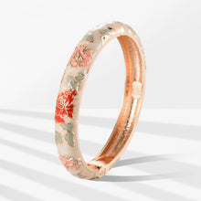 Load image into Gallery viewer, UJOY Vintage Cloisonne Bangle Bracelet for Women, Red &amp; Pink Floral Enamel Rose Gold Plated Bracelet, Retro Ethnic Style Jewelry Gift