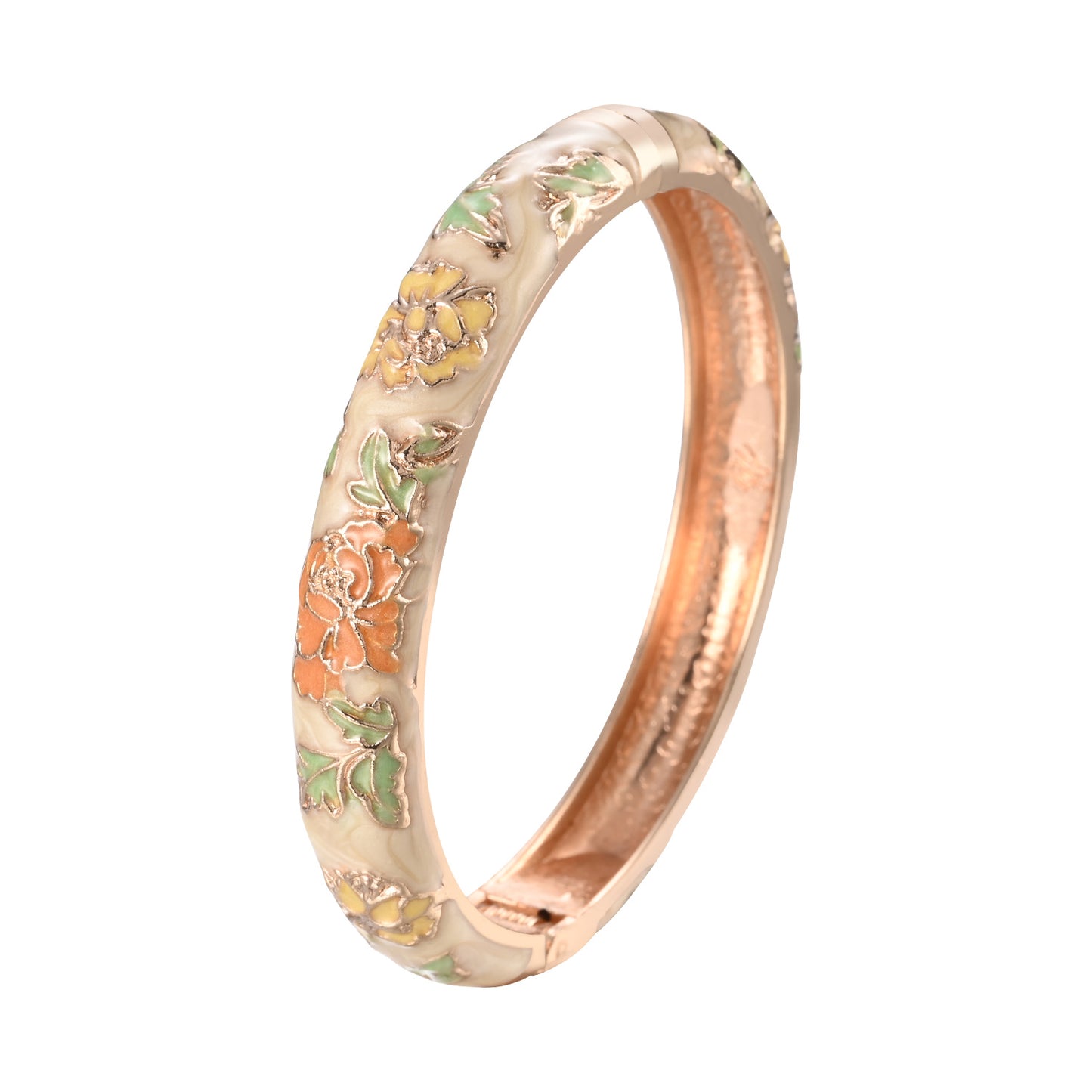 UJOY Cloisonne Bangle Colorful Painted Floral Rose Gold Bracelet Gifts for Women Girls 518105