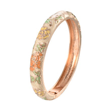 Load image into Gallery viewer, UJOY Cloisonne Bangle Colorful Painted Floral Rose Gold Bracelet Gifts for Women Girls 518105
