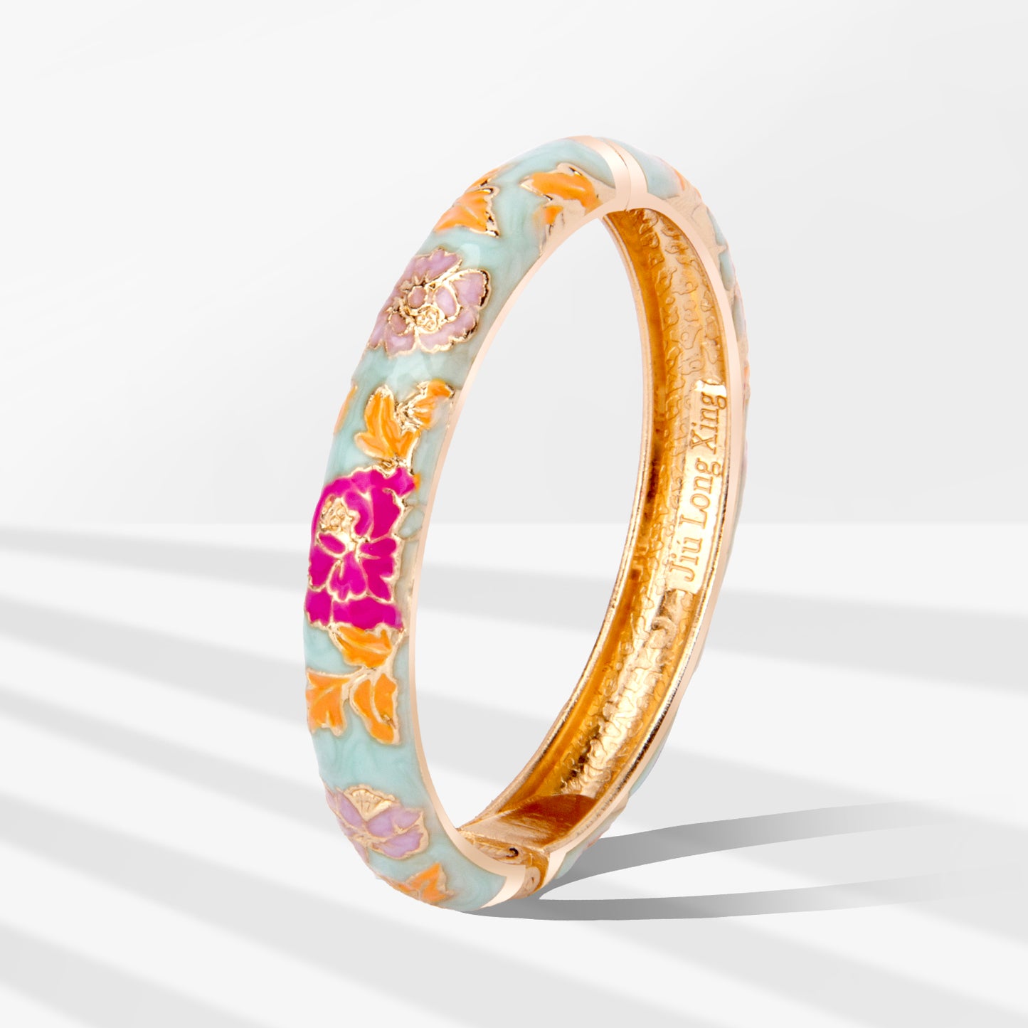 UJOY Cloisonne Bangle Colorful Painted Floral Rose Gold Bracelet Gifts for Women Girls 518105
