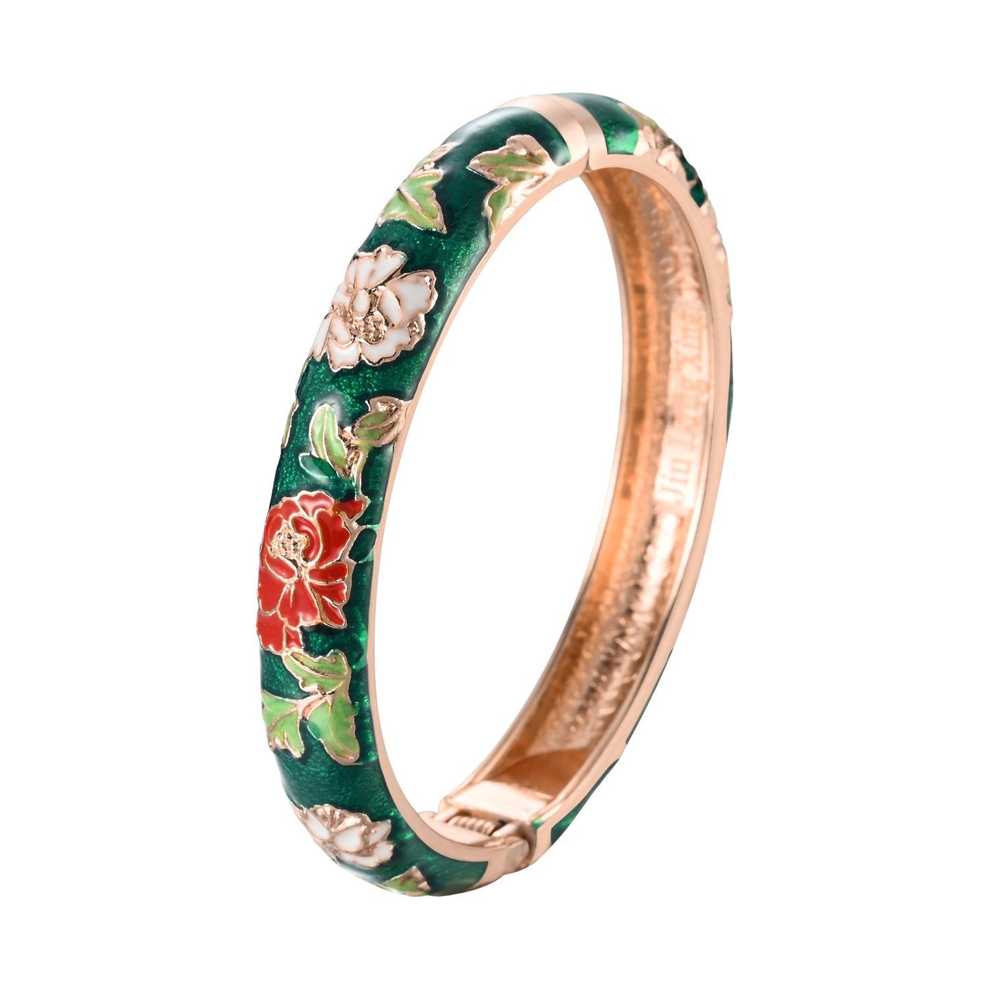 UJOY Cloisonne Bangle Colorful Painted Floral Rose Gold Bracelet Gifts for Women Girls 518105