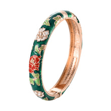 Load image into Gallery viewer, UJOY Cloisonne Bangle Colorful Painted Floral Rose Gold Bracelet Gifts for Women Girls 518105