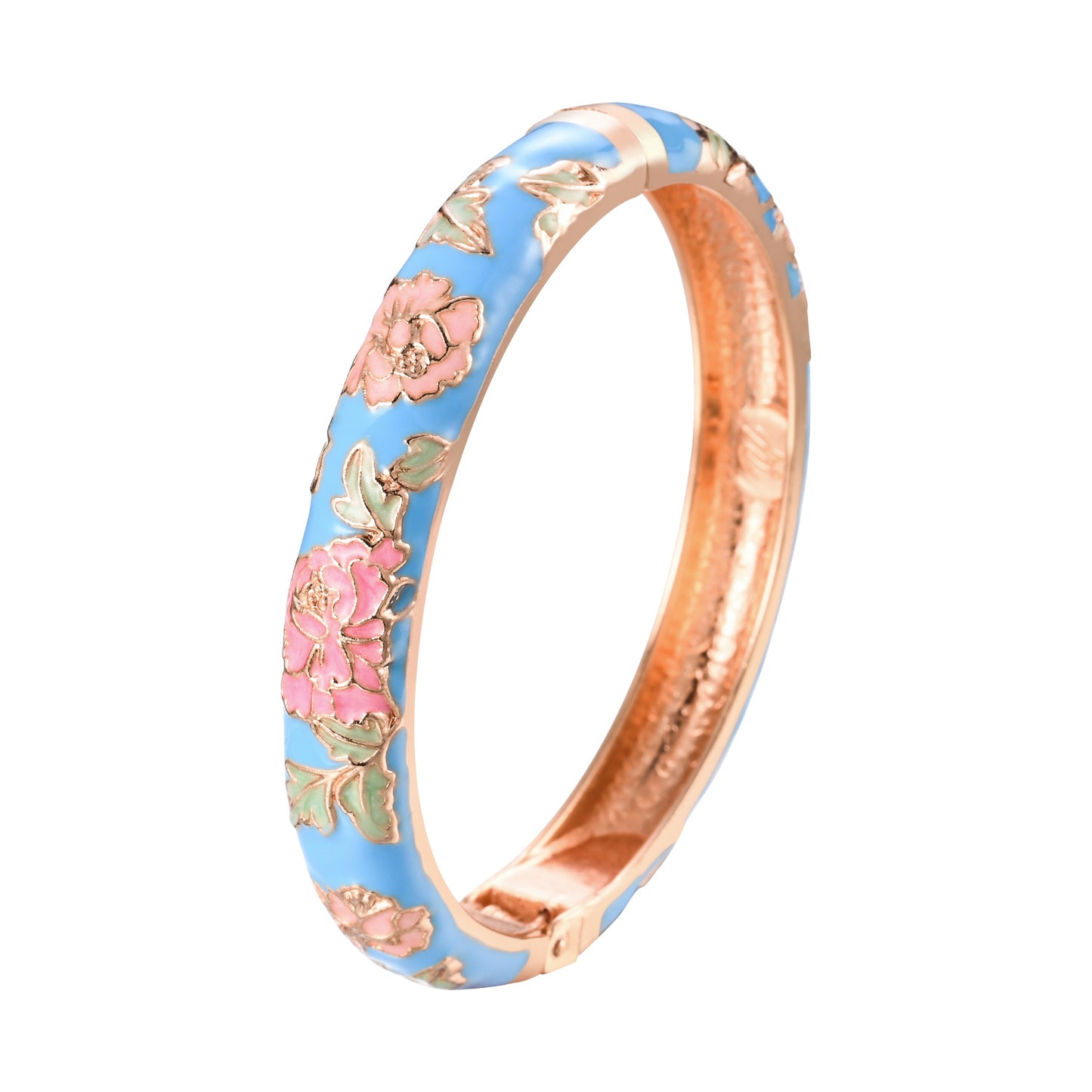 UJOY Cloisonne Bangle Colorful Painted Floral Rose Gold Bracelet Gifts for Women Girls 518105