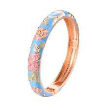 Load image into Gallery viewer, UJOY Cloisonne Bangle Colorful Painted Floral Rose Gold Bracelet Gifts for Women Girls 518105