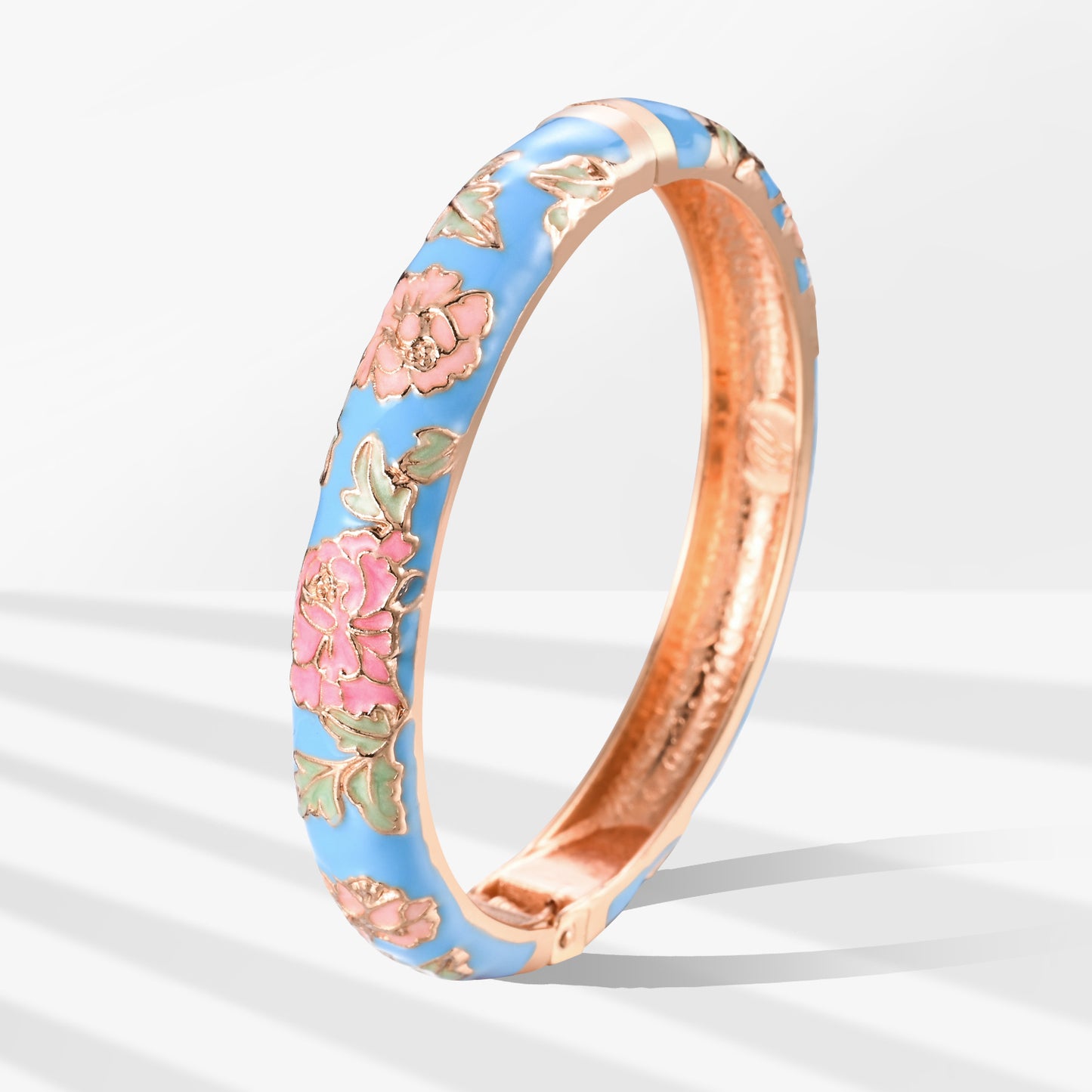 UJOY Cloisonne Bangle Colorful Painted Floral Rose Gold Bracelet Gifts for Women Girls 518105