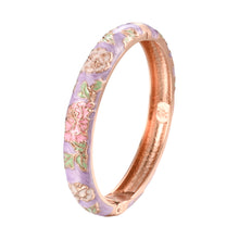 Load image into Gallery viewer, UJOY Cloisonne Bangle Colorful Painted Floral Rose Gold Bracelet Gifts for Women Girls 518105