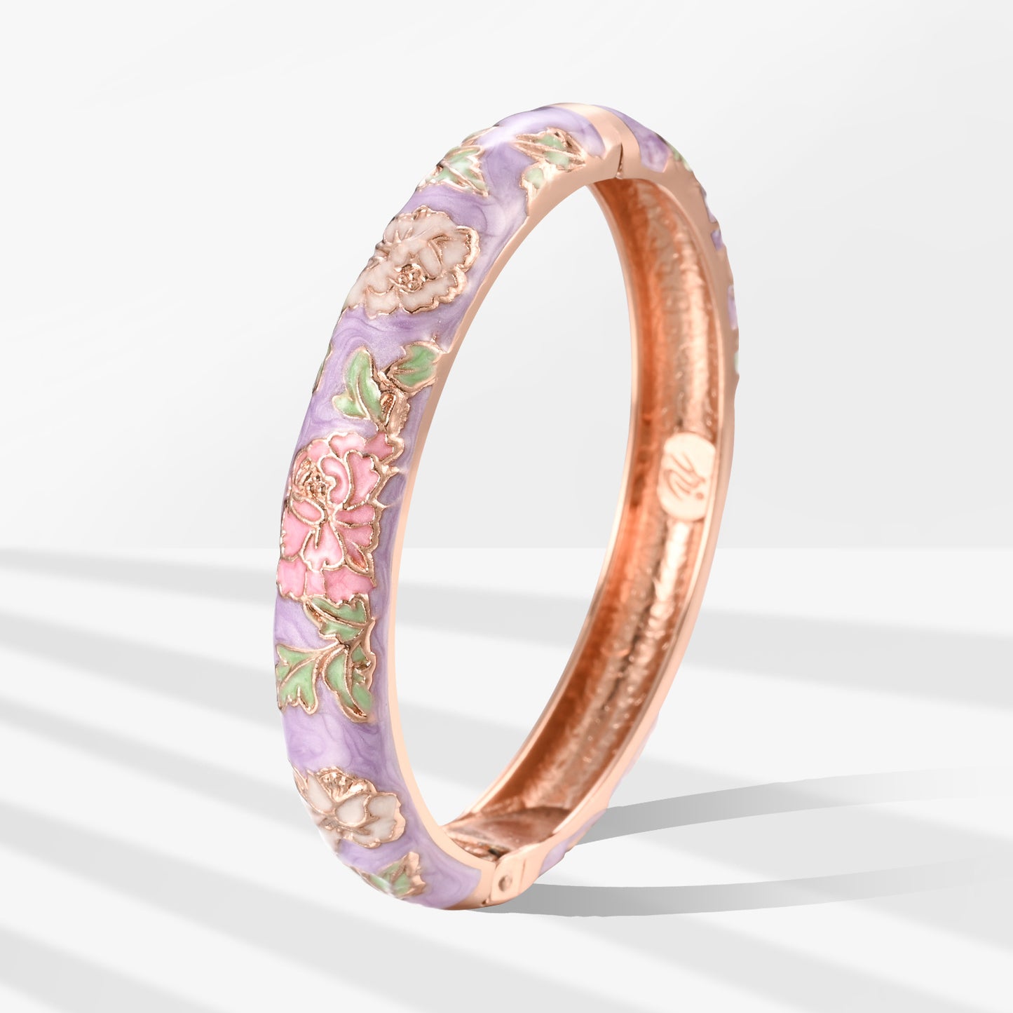 UJOY Cloisonne Bangle Colorful Painted Floral Rose Gold Bracelet Gifts for Women Girls 518105