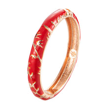 Load image into Gallery viewer, UJOY Cloisonne Bangle Red Gold Bamboo Bracelet Gifts for Women Girls 520105