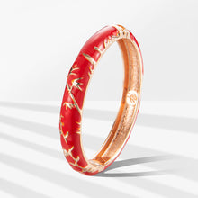 Load image into Gallery viewer, UJOY Cloisonne Bangle Red Gold Bamboo Bracelet Gifts for Women Girls 520105