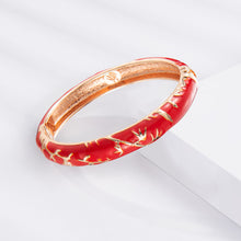 Load image into Gallery viewer, UJOY Cloisonne Bangle Red Gold Bamboo Bracelet Gifts for Women Girls 520105