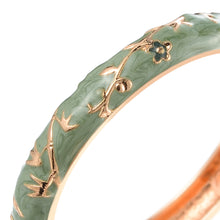 Load image into Gallery viewer, UJOY Cloisonne Bangle Red Gold Bamboo Bracelet Gifts for Women Girls 520105