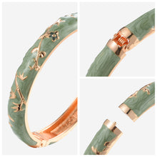 Load image into Gallery viewer, UJOY Cloisonne Bangle Red Gold Bamboo Bracelet Gifts for Women Girls 520105