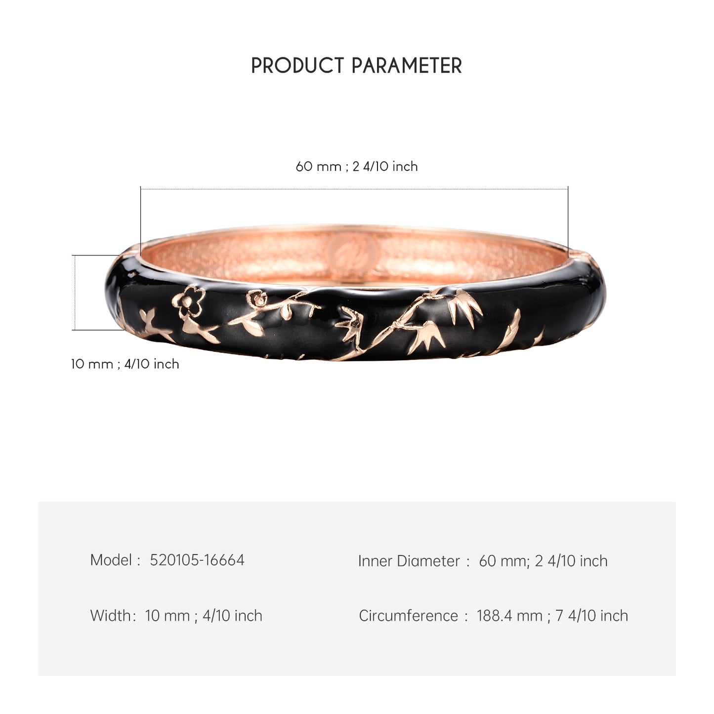 UJOY Cloisonne Bangle Red Gold Bamboo Bracelet Gifts for Women Girls 520105