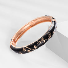 Load image into Gallery viewer, UJOY Cloisonne Bangle Red Gold Bamboo Bracelet Gifts for Women Girls 520105