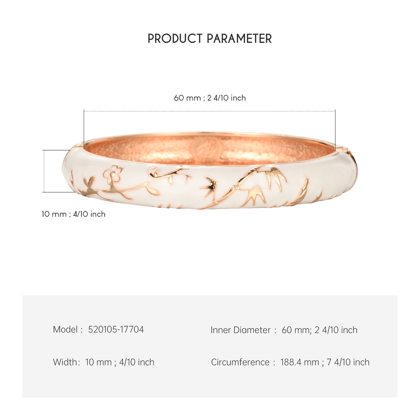 UJOY Cloisonne Bangle Red Gold Bamboo Bracelet Gifts for Women Girls 520105