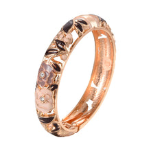 Load image into Gallery viewer, UJOY Cloisonne Bangle Rose Gold Black Butterfly Pattern Skeleton Bracelet 540145