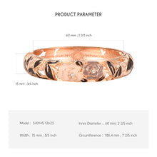 Load image into Gallery viewer, UJOY Cloisonne Bangle Rose Gold Black Butterfly Pattern Skeleton Bracelet 540145
