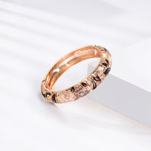 Load image into Gallery viewer, UJOY Cloisonne Bangle Rose Gold Black Butterfly Pattern Skeleton Bracelet 540145