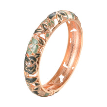 Load image into Gallery viewer, UJOY Cloisonne Bangle Rose Gold Black Butterfly Pattern Skeleton Bracelet 540145