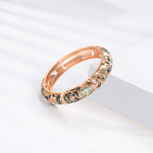 Load image into Gallery viewer, UJOY Cloisonne Bangle Rose Gold Black Butterfly Pattern Skeleton Bracelet 540145