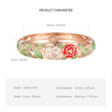 Load image into Gallery viewer, UJOY Cloisonne Bangle Rose Gold Black Butterfly Pattern Skeleton Bracelet 540145