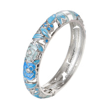 Load image into Gallery viewer, UJOY Cloisonne Bangle Rose Gold Black Butterfly Pattern Skeleton Bracelet 540145