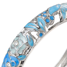 Load image into Gallery viewer, UJOY Cloisonne Bangle Rose Gold Black Butterfly Pattern Skeleton Bracelet 540145