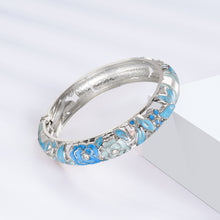 Load image into Gallery viewer, UJOY Cloisonne Bangle Rose Gold Black Butterfly Pattern Skeleton Bracelet 540145