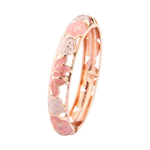 UJOY Cloisonne Bangle Colorful Painted Floral Rose Gold Bracelet Gifts for Women Girls 541125
