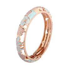 Load image into Gallery viewer, UJOY Cloisonne Bangle Colorful Painted Floral Rose Gold Bracelet Gifts for Women Girls 541125