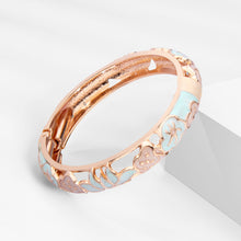 Load image into Gallery viewer, UJOY Cloisonne Bangle Colorful Painted Floral Rose Gold Bracelet Gifts for Women Girls 541125
