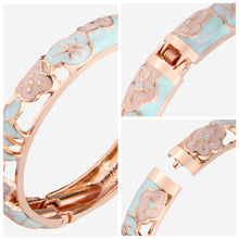 Load image into Gallery viewer, UJOY Cloisonne Bangle Colorful Painted Floral Rose Gold Bracelet Gifts for Women Girls 541125