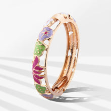 Load image into Gallery viewer, UJOY Cloisonne Bangle Colorful Painted Floral Rose Gold Bracelet Gifts for Women Girls 541125