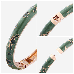 UJOY Cloisonne Bangle Colorful Painted Floral Rose Gold Bracelet Gifts for Women Girls 413085