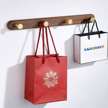 Cargar imagen en el visor de la galería, SARIHOSY 4 Hangers Hook Rack Coat Rack Walnut Wood with Zinc Alloy Gold Plated Round Hooks for Bathroom Kitchen Living Room 103-4