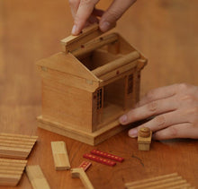 Cargar imagen en el visor de la galería, SARIHOSY Solid Wood Mortise &amp; Tenon Earth God Temple Building Blocks – LED-Lit Ancient Chinese Architecture Model, Perfect Birthday Gift for Boys to Explore Traditional Culture