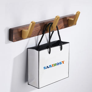 SARIHOSY 3 Hangers Hooks Rack High Quality Walnut Wood Coat Rack Wall Mounted Hook Racks for Bathroom Kitchen Living Room 102-3