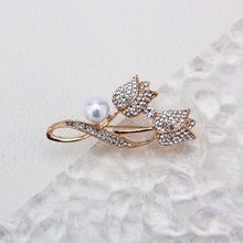 Load image into Gallery viewer, UJOY Gold Pearl Brooch With Diamonds and Pearls Gifts for Men Women Wife Wedding Party