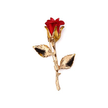 Load image into Gallery viewer, UJOY Fashionable and Beautiful Brooch with Gold Branches and Red Roses Set with Diamonds Gifts for Women Men Duaghter Teacher