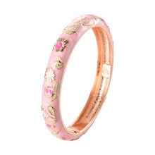 Load image into Gallery viewer, UJOY Cloisonne Bangle Multicolor Floral Rose Gold Bracelet Gifts for Women Girls 602105