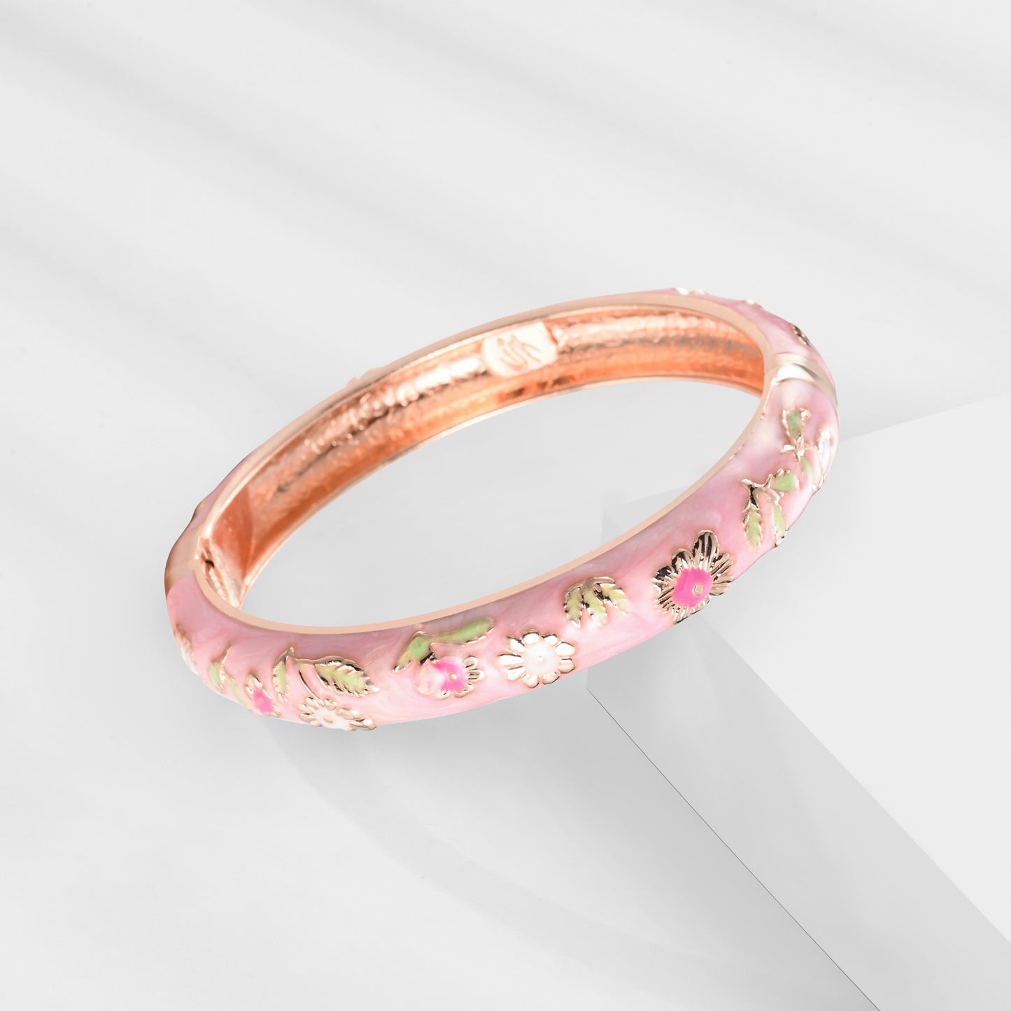 UJOY Cloisonne Bangle Multicolor Floral Rose Gold Bracelet Gifts for Women Girls 602105