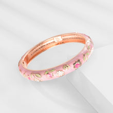 Load image into Gallery viewer, UJOY Cloisonne Bangle Multicolor Floral Rose Gold Bracelet Gifts for Women Girls 602105