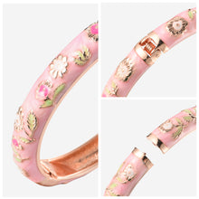 Load image into Gallery viewer, UJOY Cloisonne Bangle Multicolor Floral Rose Gold Bracelet Gifts for Women Girls 602105