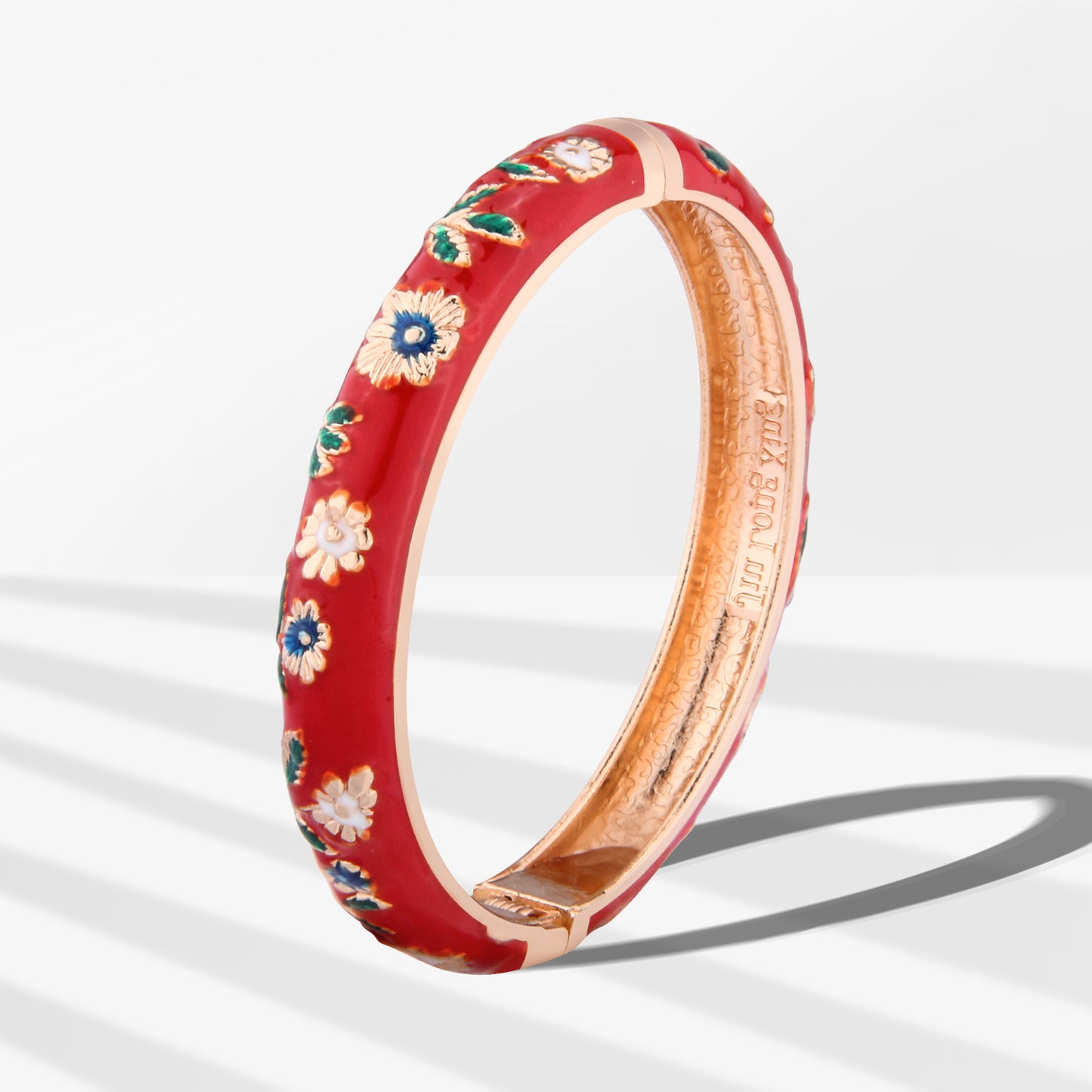 UJOY Cloisonne Bangle Multicolor Floral Rose Gold Bracelet Gifts for Women Girls 602105