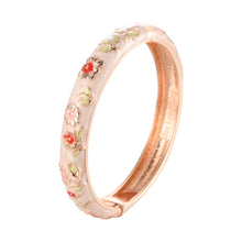 Load image into Gallery viewer, UJOY Cloisonne Bangle Multicolor Floral Rose Gold Bracelet Gifts for Women Girls 602105